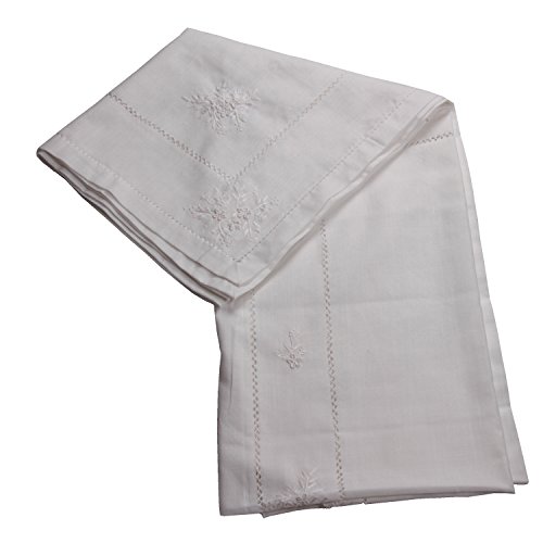 Queenie® 1 Pc Embroidered Hemstitch Cotton Linen Table Cloth
