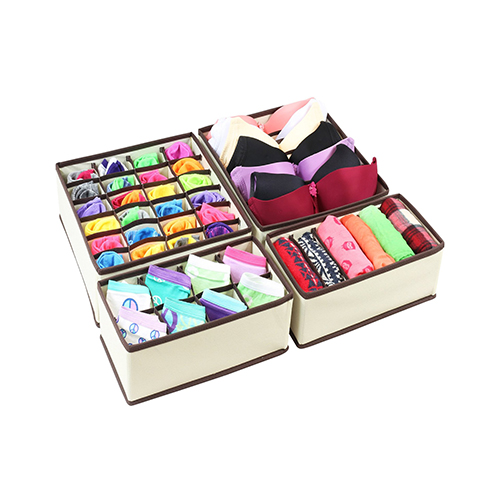 Deco Brothers Underwear Organizer, Set of 4, Beige Love the Edit